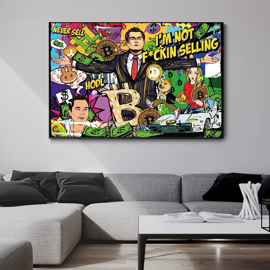 Wolf of Wall Street Canvas Art Print - Bitcoin Millionaire Wall Decor for Home, Office & Man Cave - Perfect for Movie Fans & Crypto Investors