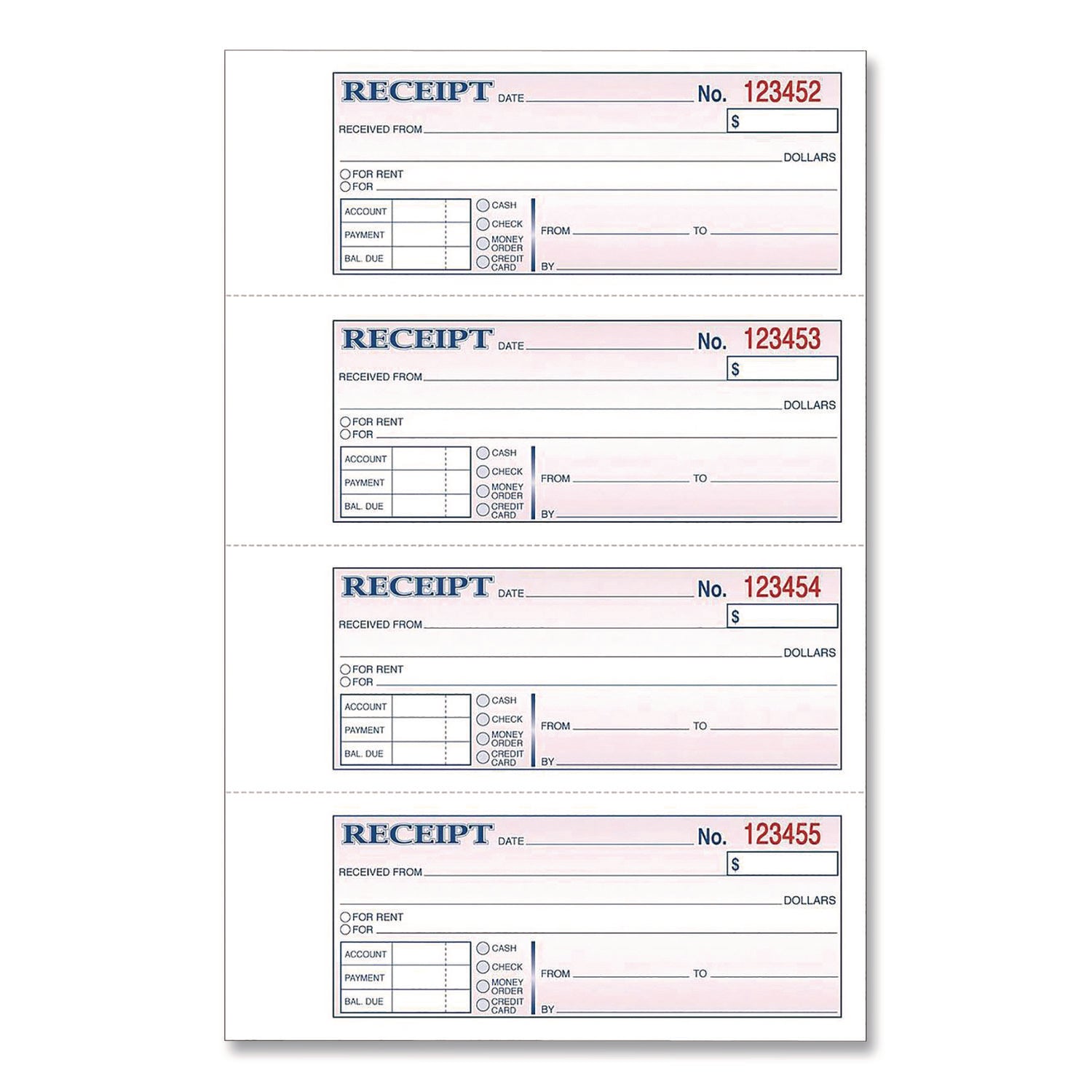 Adams® Money and Rent Receipt Book - 2-Part Carbonless, 200 Forms (7.13