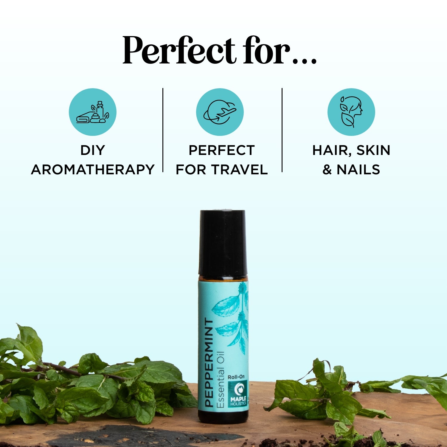 Peppermint Essential Oil Roll On - 100% Pure Natural Aromatherapy for Headache Relief & Stress Relief - Perfect for Travel, Office & Home Use