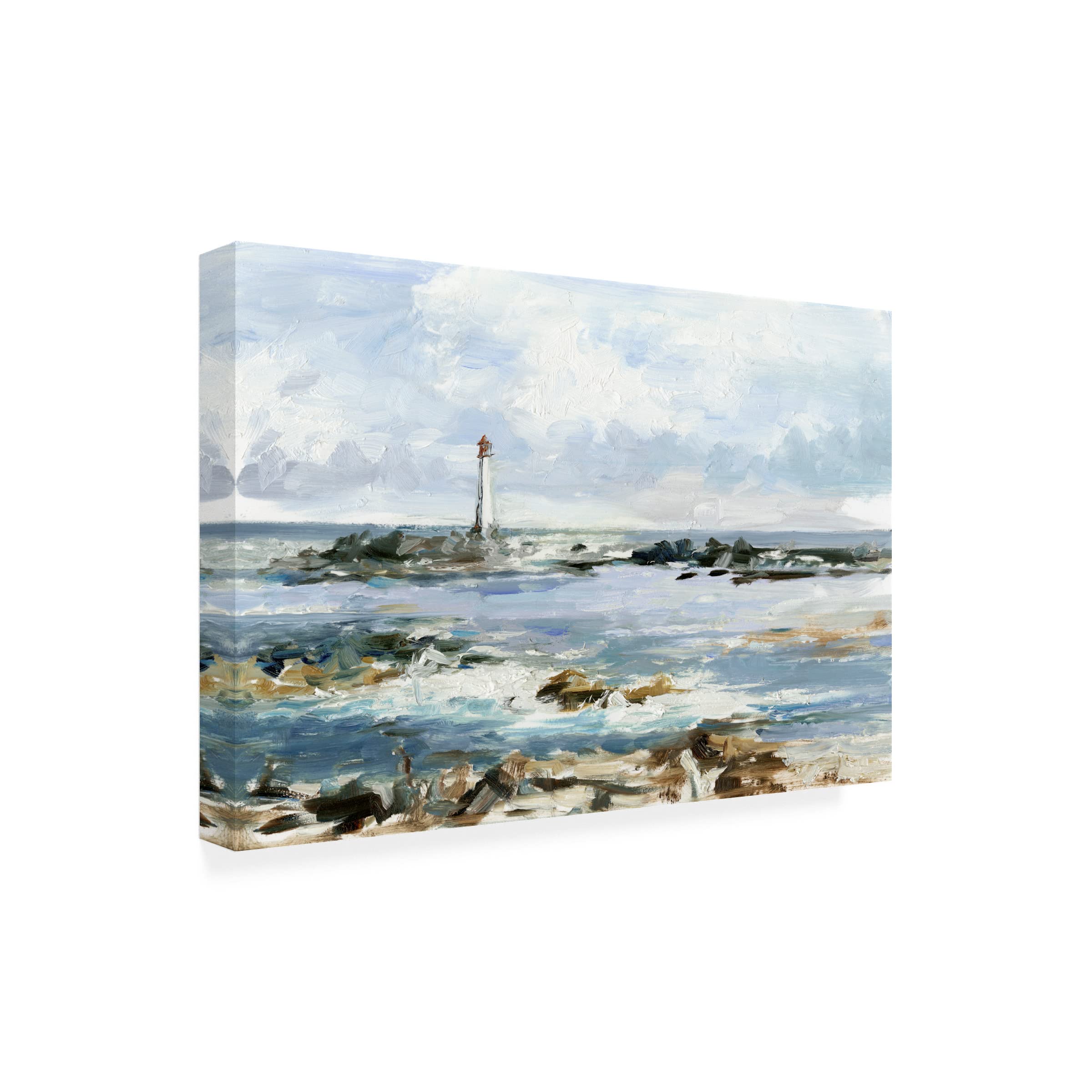 Ethan Harper 'Rocky Shore Coastline I' Canvas Wall Art Print - Coastal Beach Decor for Living Room, Bedroom & Office