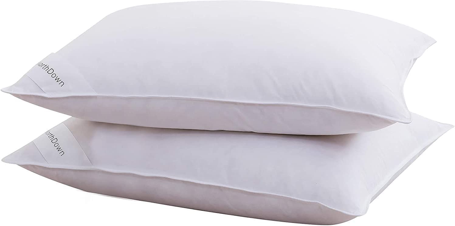 Premium Goose Down Feather Pillows - 100% Cotton Hotel Collection Bed Pillow for Side, Back & Stomach Sleepers - Standard Size White (1 Pack) - Perfect for Luxury Hotels, Guest Rooms & Home Bedrooms