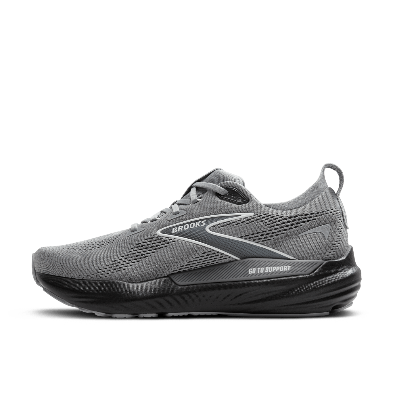 Brooks Glycerin GTS 22 Men's Running Shoes - Wide Width (D) - Primer Gray/Ebony/Bluewash - Cushioned Support for Long Distance Running & Training