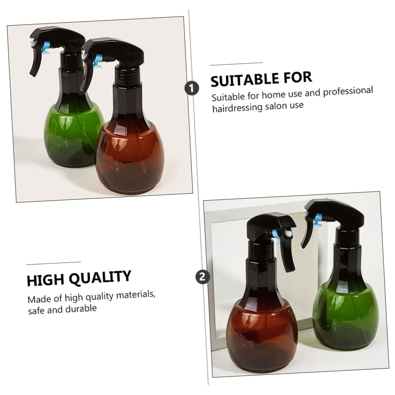 Mikinona 2 Pack 550ml Plastic Spray Bottles - Hairdressing & Barber Sprayer, Garden Watering Can, Cleaning Spray Bottle for Salon, Gardening & Home Use