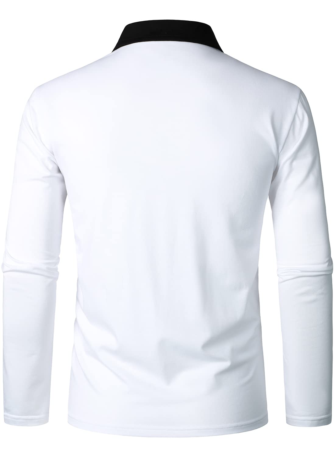 Men's Long Sleeve Polo Shirt with Color Block Design & Front Zipper - Stylish Casual Crew Neck T-Shirt for Work, Golf, and Everyday Wear