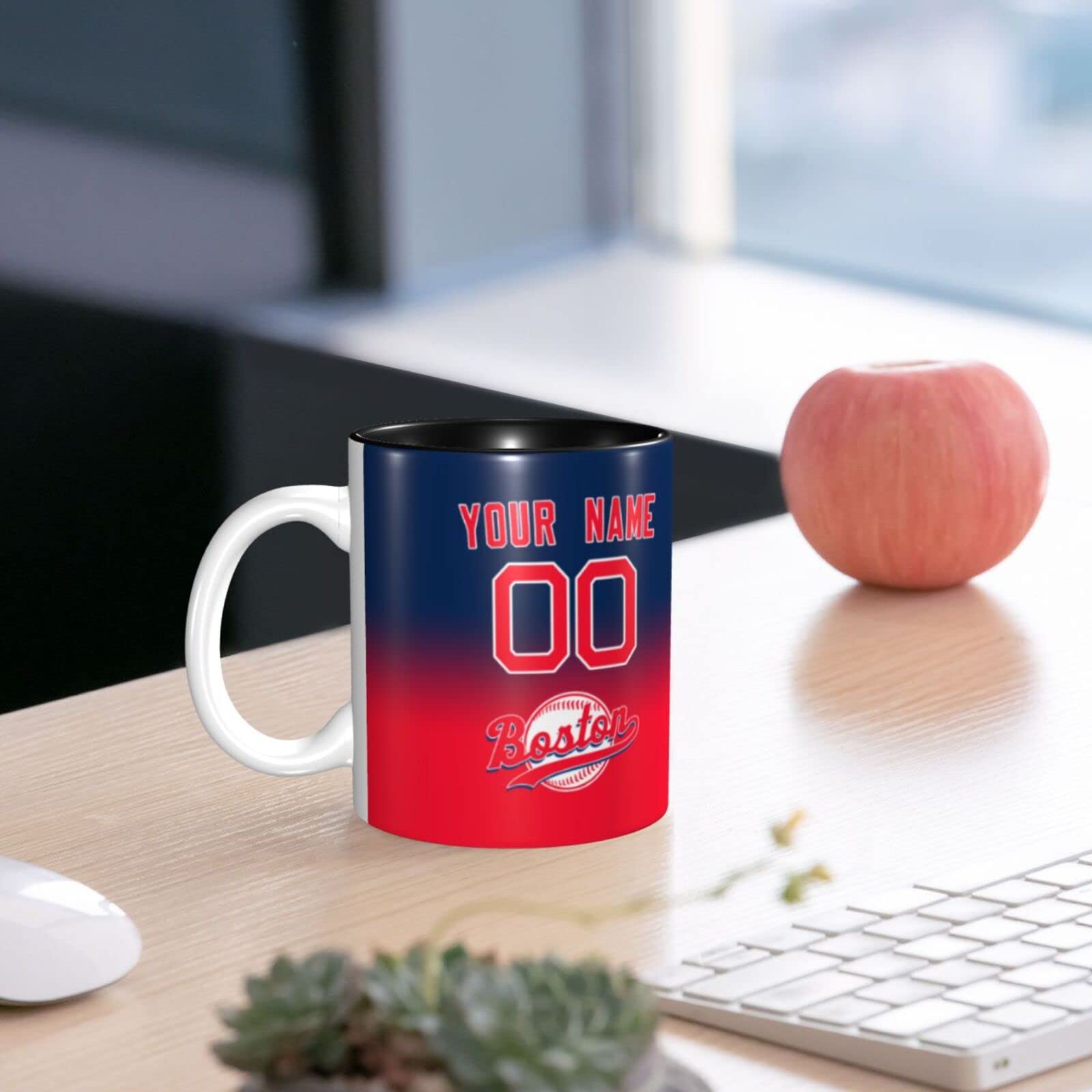 Personalized Baseball Coffee Mug - Custom Ceramic Cup with Handle, Add Name & Number, Team Colors - Great Gift for Baseball Fans, Men & Women - Perfect for Home, Office, or Game Day Use