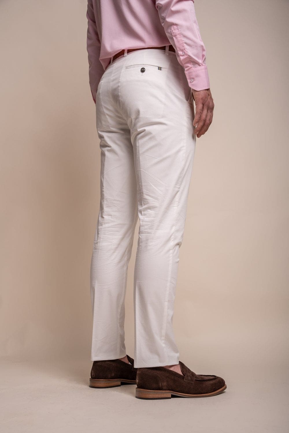 Cavani Mario Men's Ecru Casual Trousers | Comfortable Slim Fit Pants for Office & Travel | Premium Cotton Dress Pants for Business & Formal Occasions