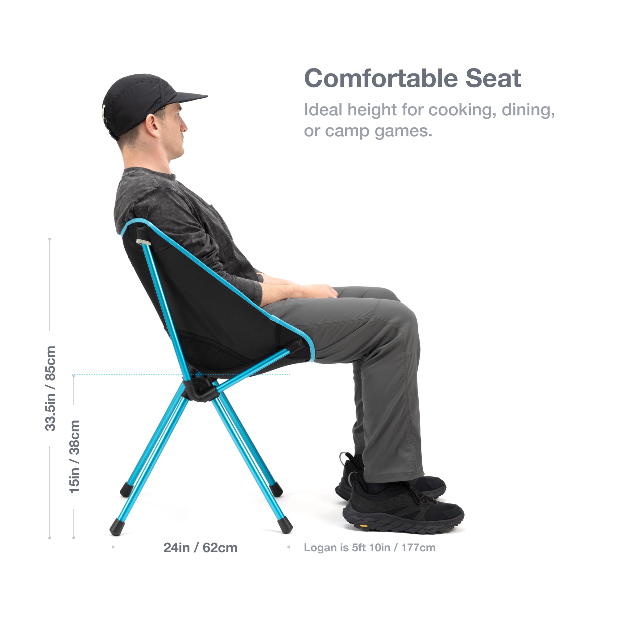 Helinox Café Chair - Lightweight, Collapsible Outdoor Dining Chair for Camping, Picnics & Travel - Compact & Portable - Black