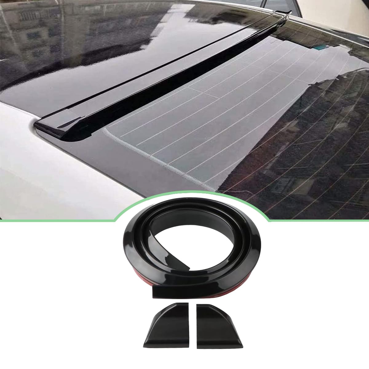 Ziciner 4.9 Ft Universal Car Trunk Spoiler Lip Kit - Carbon Fiber Pattern Rubber Rear Wing Sticker - Anti-Scratch Abrasion Resistant Auto Exterior Accessory (Bright Black #1.77 in) - Perfect for Sedans, SUVs & Sports Cars to Enhance Style & Protection