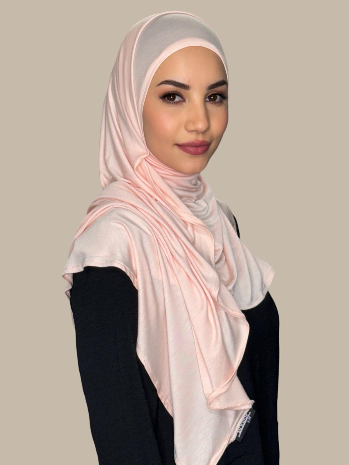 Premium Pre-Sewn Jersey Hijab with Pearl Embellishments - Comfortable & Stylish for Daily Wear, Work, and Special Occasions