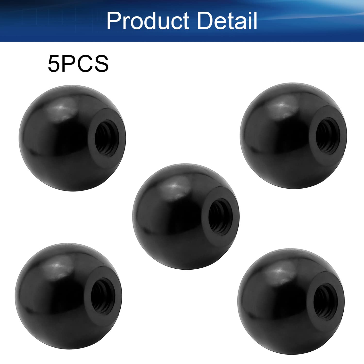 5Pcs Black Bakelite Ball Knob M10 Female Thread Thermoset Handle - 32mm Diameter Smooth Rim for Lawn Mowers & Exercise Equipment - Easy Grip, No Twist Needed for Outdoor & Workshop Tools