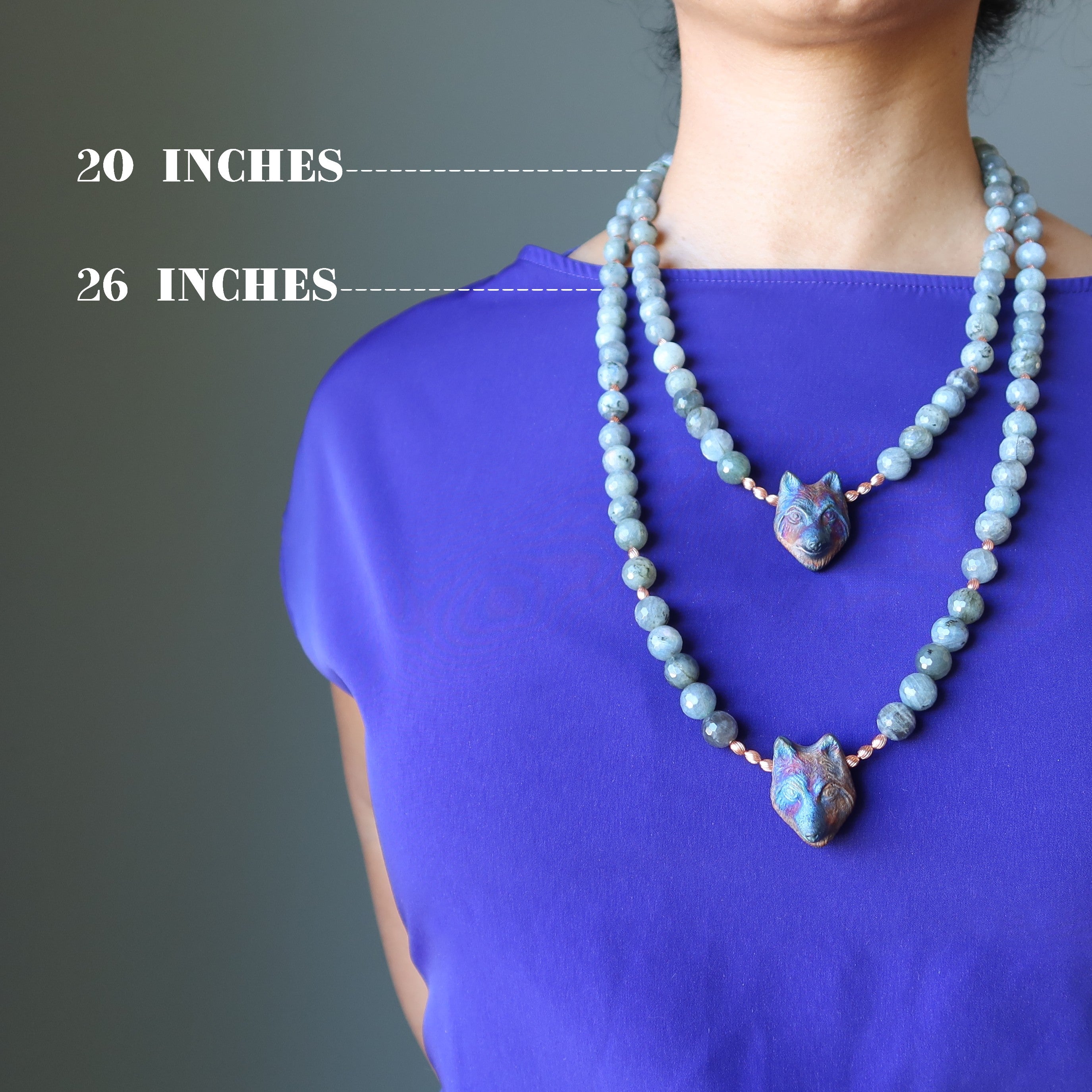 Labradorite Necklace with Wolf Talisman - Faceted Gemstone Jewelry for Protection & Energy | Perfect for Spiritual Healing, Meditation & Gift Giving