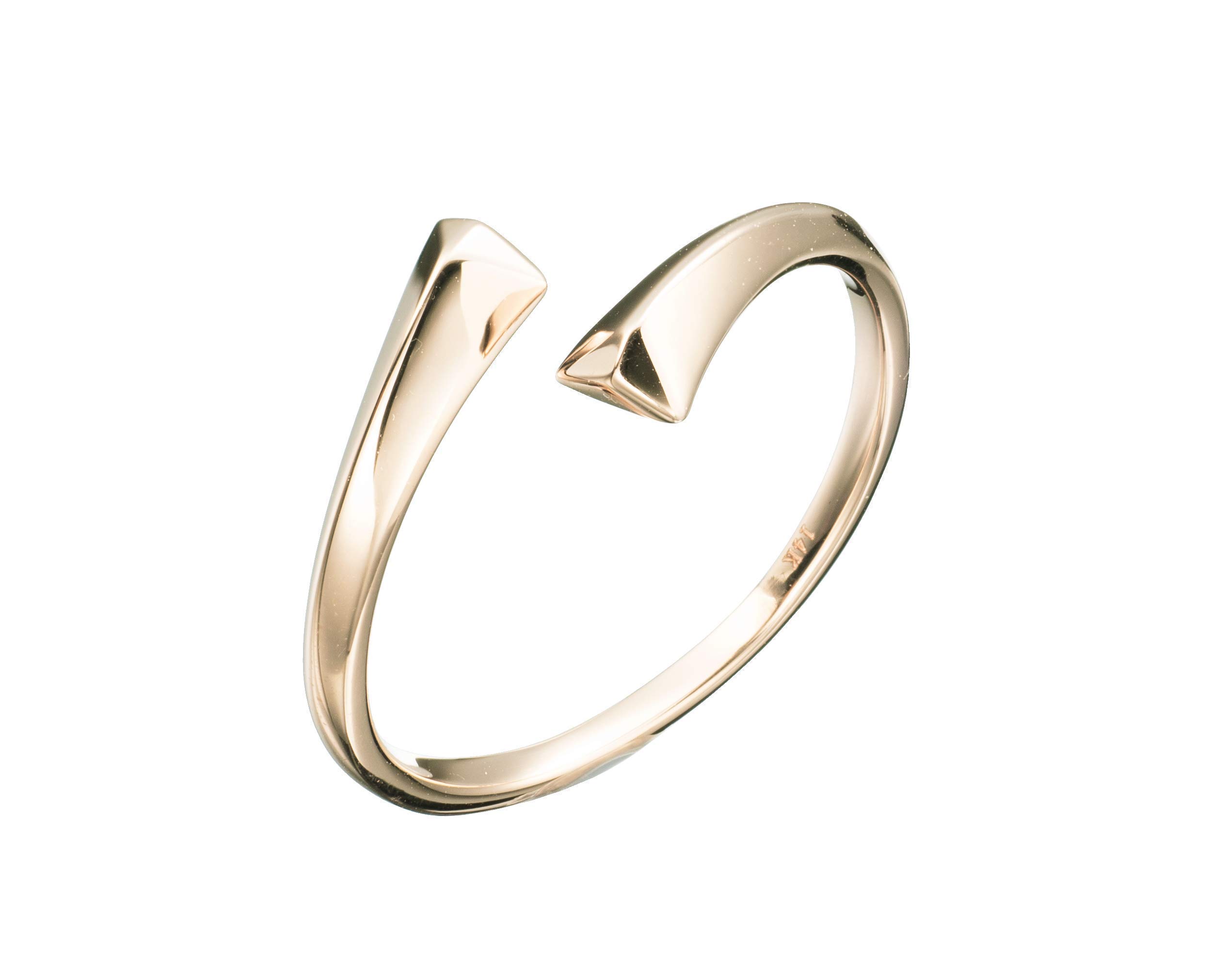 14K Solid Yellow Gold Minimalist Bypass Engagement Ring for Women - Handmade Wedding Band & Promise Ring - Elegant Jewelry Gift for Her - Perfect for Proposals, Anniversaries & Special Occasions