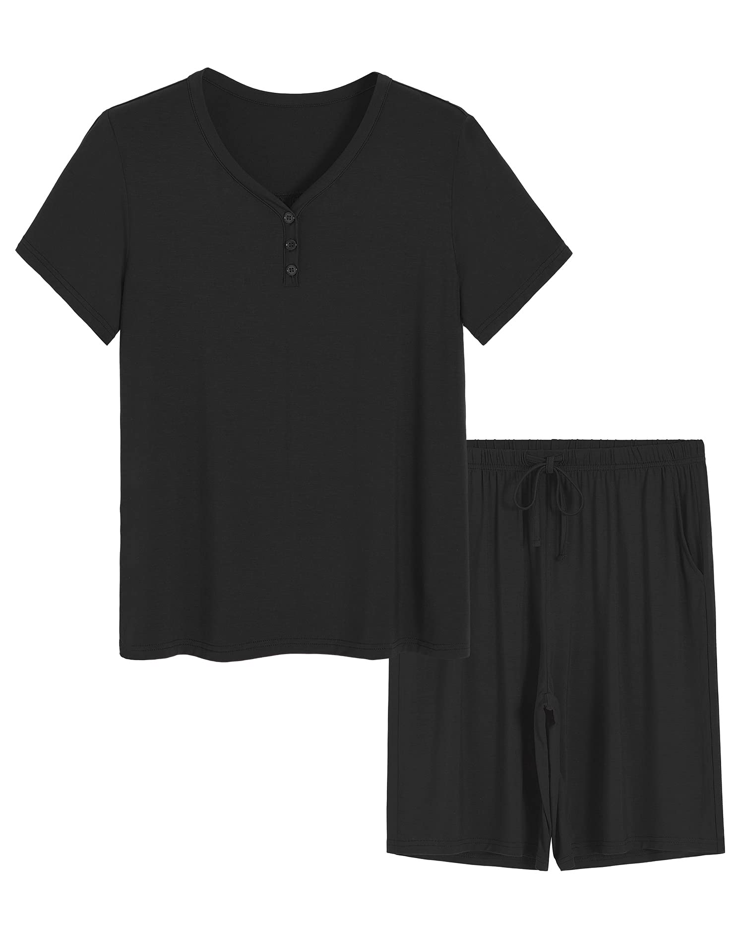 Women's Bamboo Viscose Bermuda Shorts Pajama Set - Soft & Breathable Sleepwear for Summer - Perfect for Lounging, Travel & Relaxing at Home