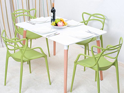 2xhome - Set of 8 Modern Green Dining Chairs, Contemporary Designer Armchairs for Home, Office, Kitchen, Living Room & Outdoor Use - Perfect for Dining, Working, Lounging on Patio or Balcony