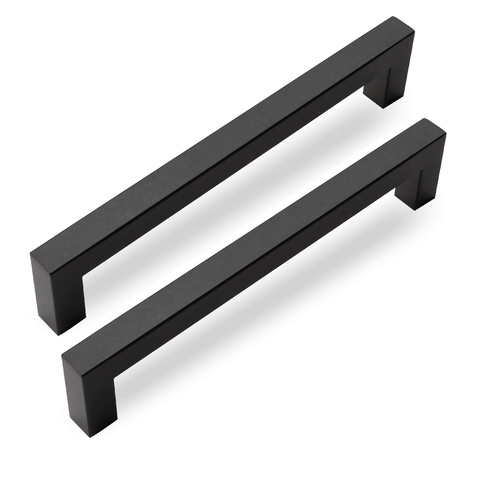 GoldenWarm 10 Pack Black Square Bar Cabinet Pulls - Matte Black Kitchen Cabinet Handles, 6 Inch (152mm) Center to Center, Modern Cabinet Hardware for Kitchen, Bathroom & Office Cabinets