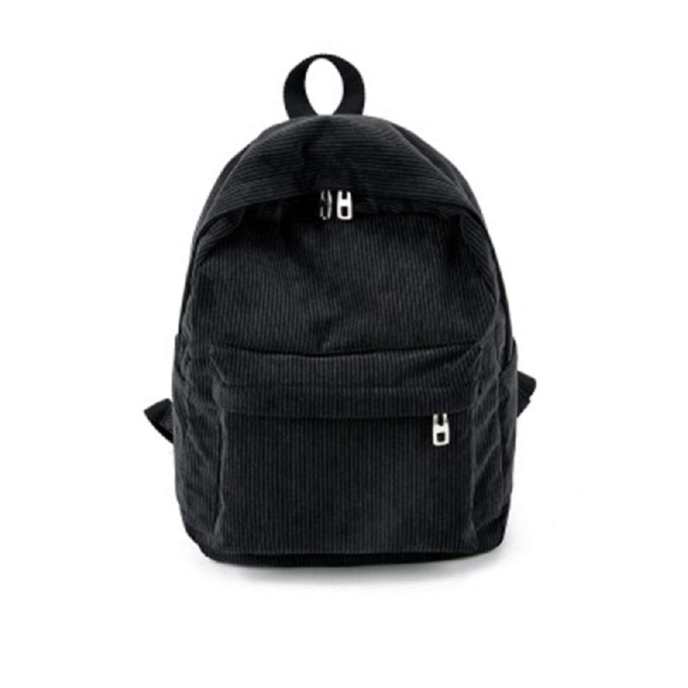 Women's Corduroy Backpack - Soft Plush School Bag for Girls, Travel Backpack, Book Bag, Crossbody Purse & Stylish Rucksack (Black, One Size) - Perfect for School, College, Work Commute & Weekend Adventures