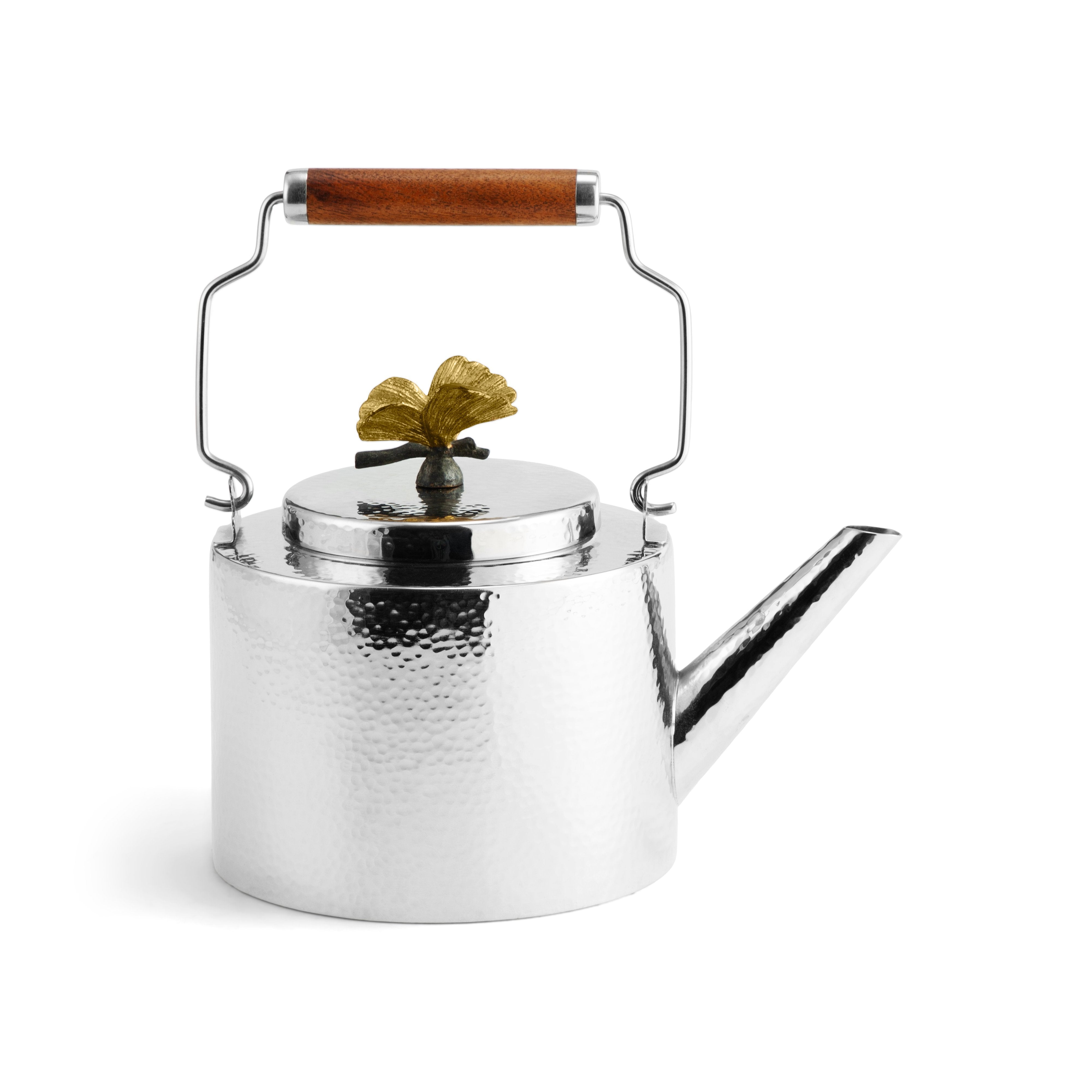 Butterfly Ginkgo Tea Kettle - Elegant Stainless Steel Stovetop Teapot for Home & Office Use - Perfect for Brewing Herbal Tea, Coffee & Hot Water