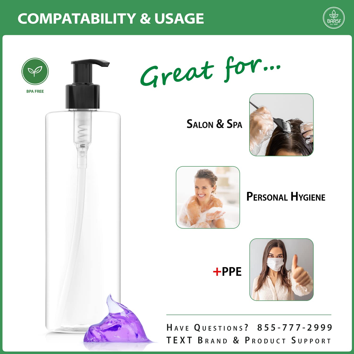 Bar5F 12-Ounce Clear Empty Shampoo, Conditioner & Lotion Pump Bottles (3-Pack) - Refillable Travel Containers for Toiletries, Salons & DIY Beauty Products