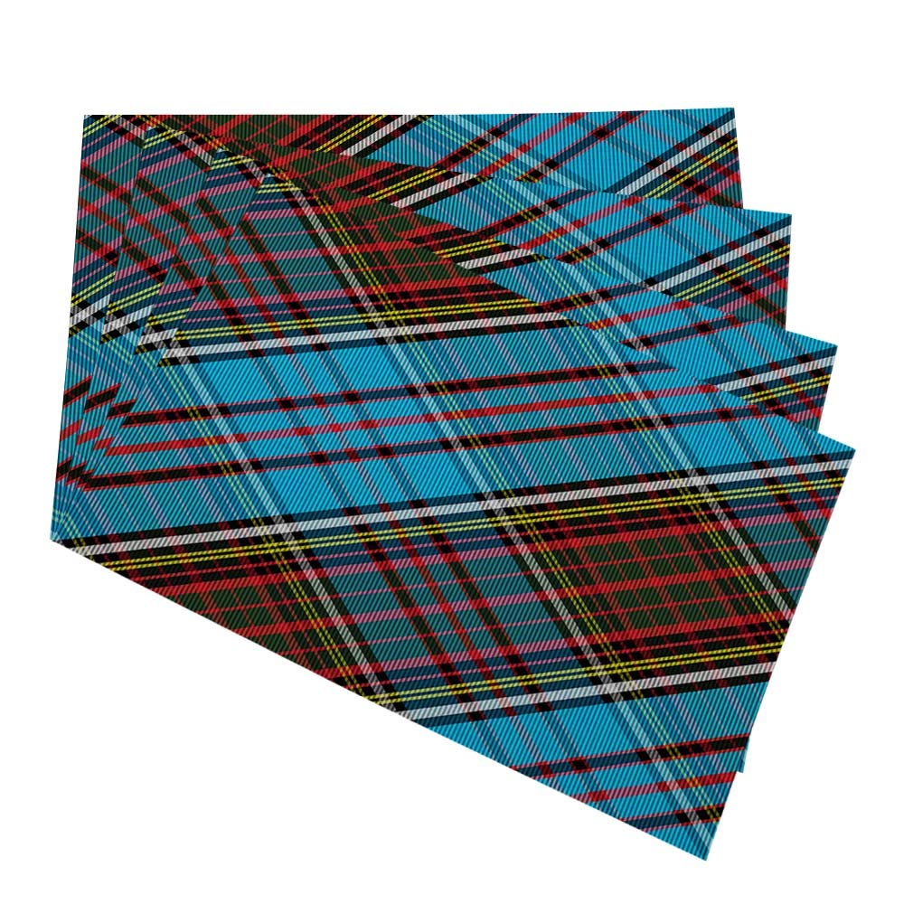 HOSNYE Tartan Clan Place Mats Set of 4 - Anderson Diagonal Blue Red Black Washable Fabric Table Mats for Dining | Perfect for Scottish-Themed Dinners, Holiday Gatherings & Home Decor