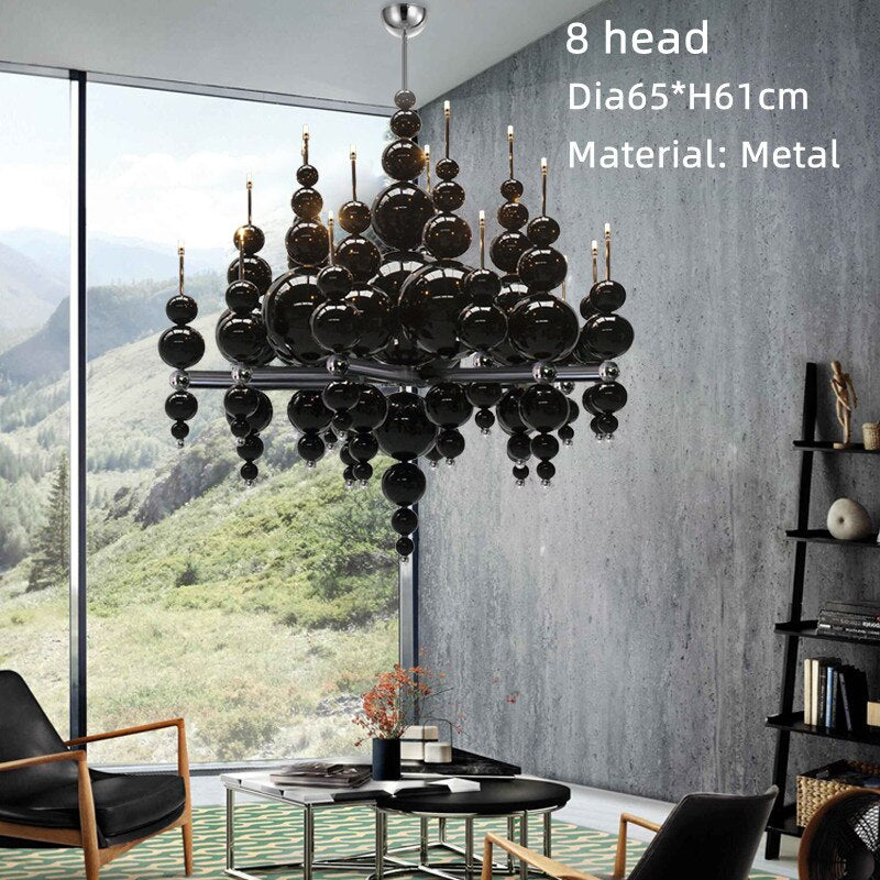 Elegant Designer Glass Ball Chandelier - Modern Crystal Ceiling Light Fixture for Dining Room, Living Room, Bedroom Decor