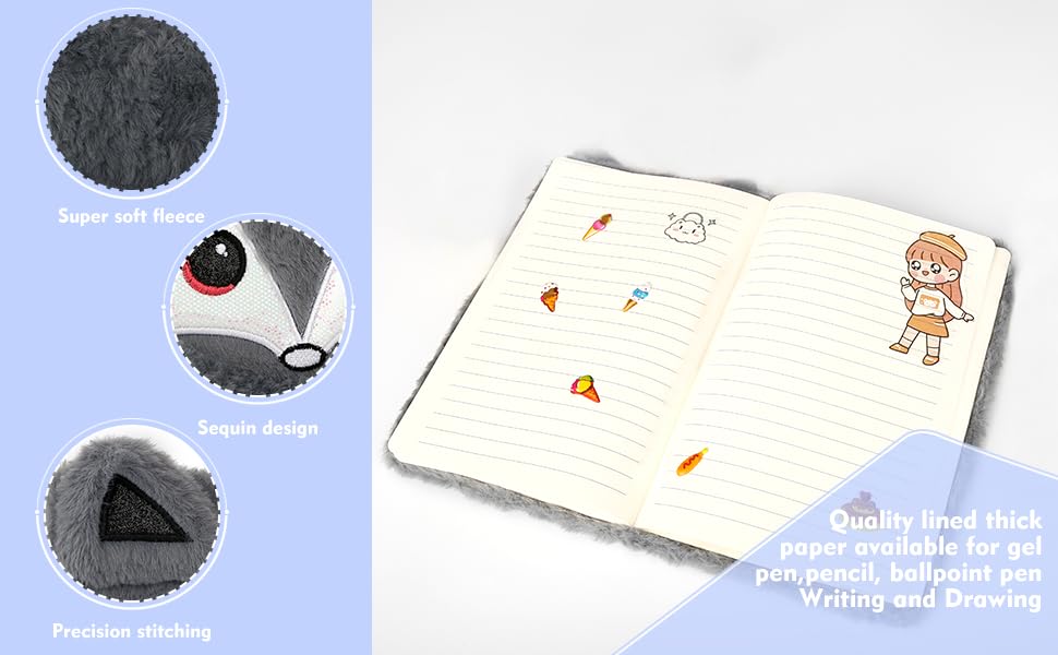 TPIVG Cute Koala Plush Diary with Lock - A5 160 Pages Journal Notebook for Girls, Kids & Teens - Perfect for School, Travel & Secret Keeping