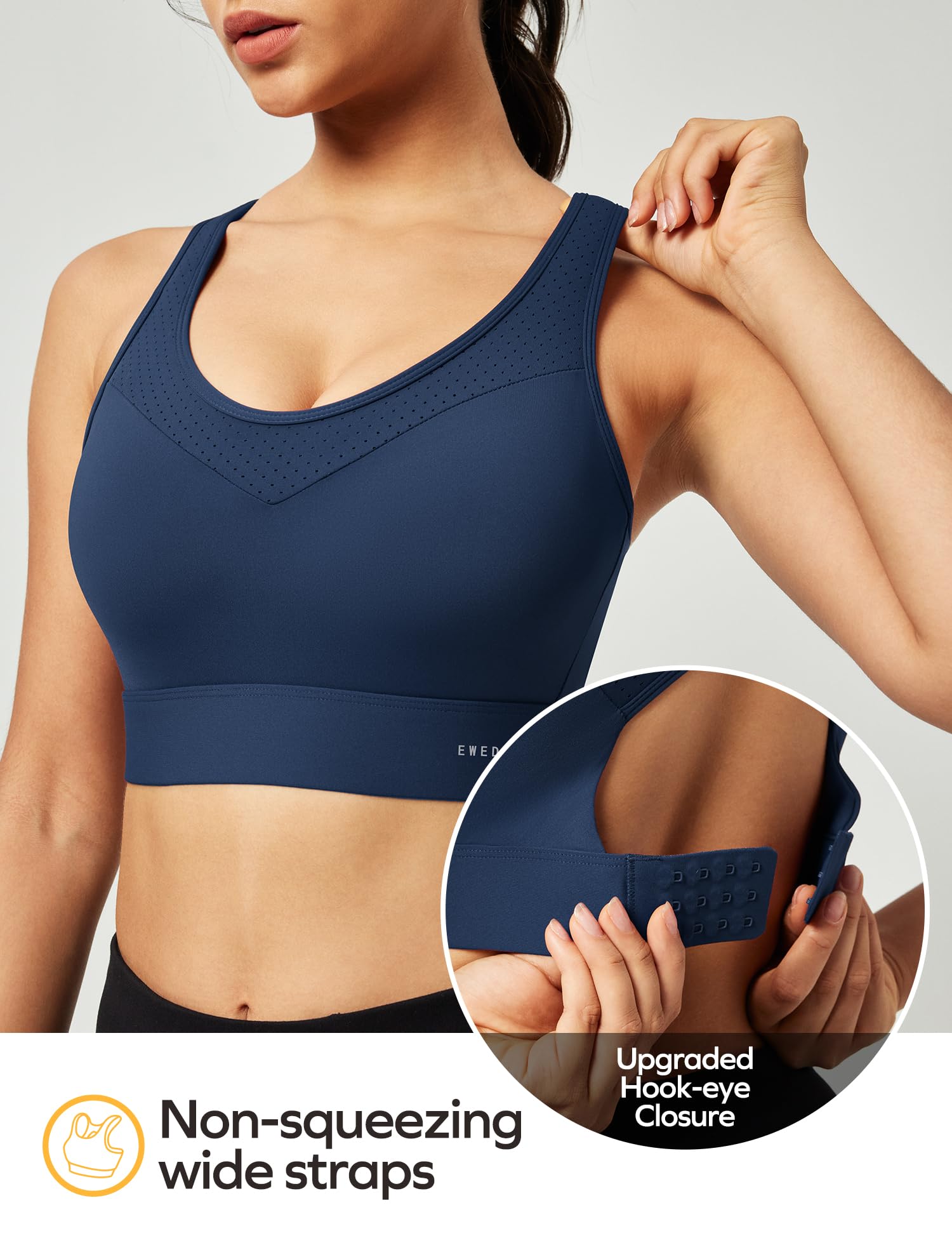 Ewedoos High Support Sports Bras for Women - High Impact Workout Running Bra for Large Bust, Push Up Racerback Design - Perfect for Gym, Yoga & Active Lifestyles