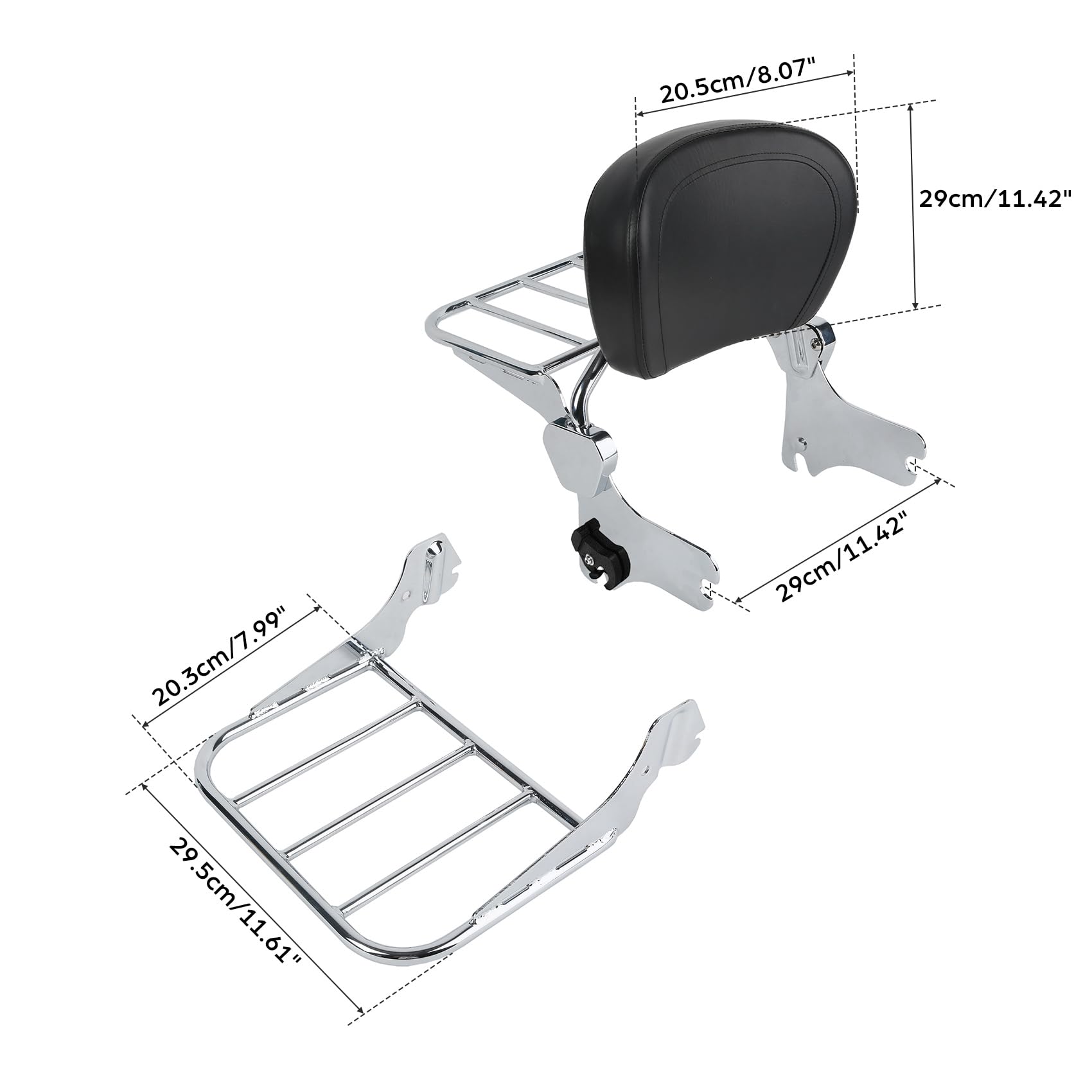 SLMOTO Detachable Backrest Sissy Bar with Luggage Rack for Harley Davidson HD Touring Models 1994-2008 | Universal Fit for Road King, Electra Glide | Comfortable Long Ride Support & Storage Solution