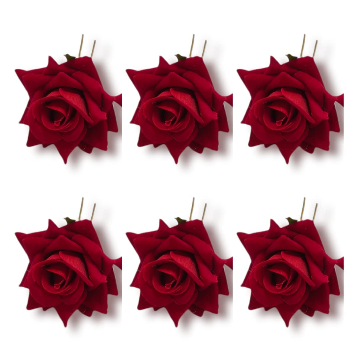 6 Pack Artificial Rose Hair Clips for Women & Girls - Elegant Floral Hair Accessories for Weddings, Parties & Daily Wear