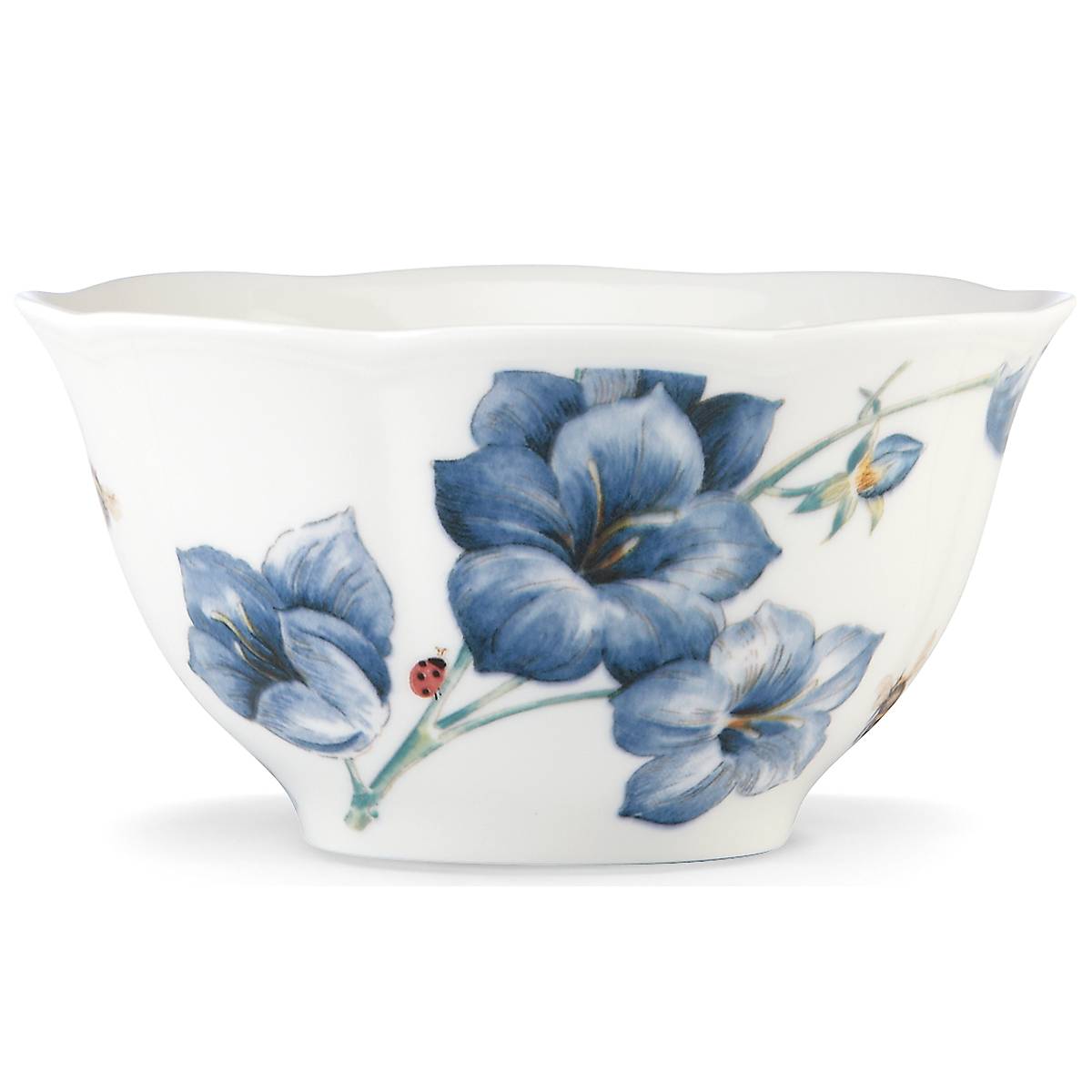 Butterfly Meadow Blue Rice Bowl - Handmade Ceramic Bowl for Asian Cuisine, Soup, Salad - Perfect for Home Dining, Gifts & Restaurant Use
