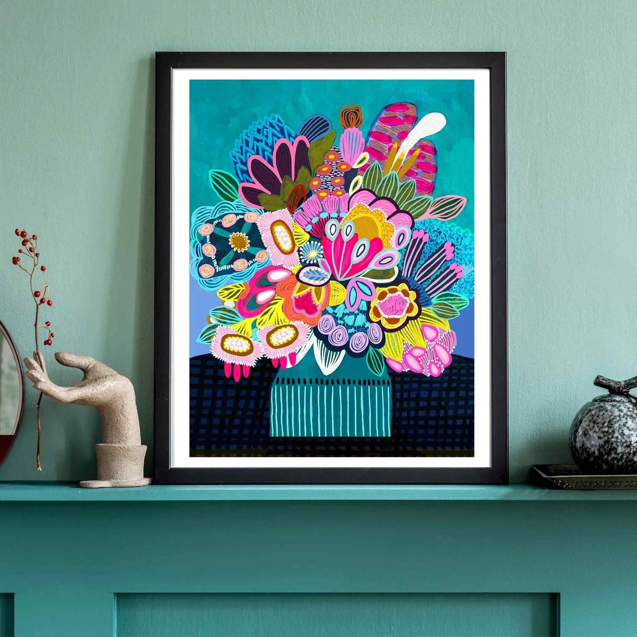 Botanica Stupenda Modern Wall Art Print - Framed Botanical Decor for Living Room, Bedroom & Office - Perfect Home Decor Gift Idea