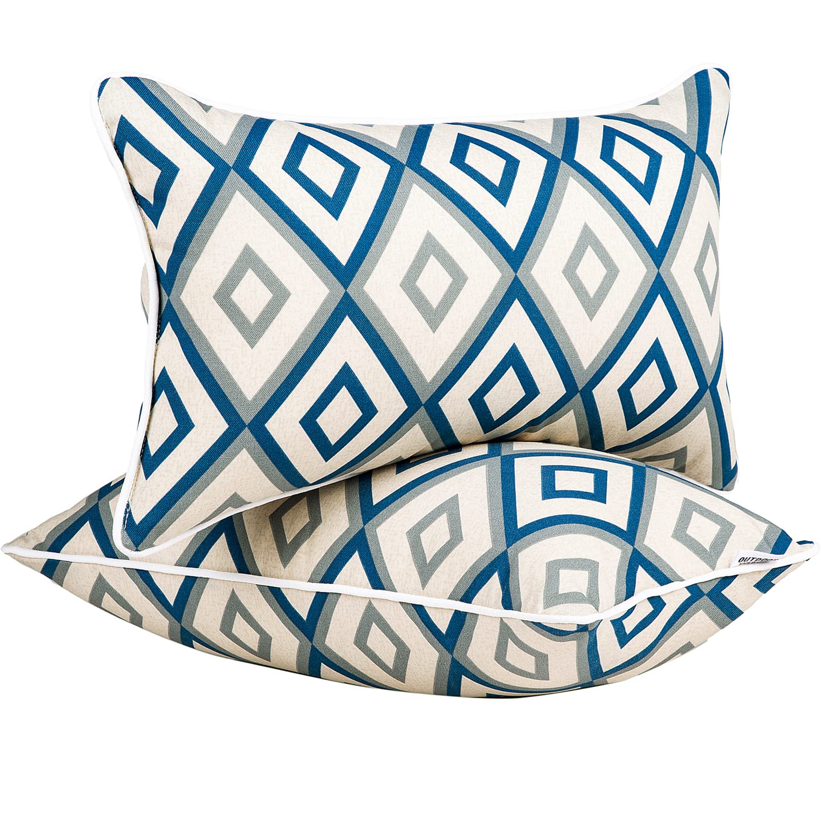 JMGBird Waterproof Outdoor Pillows Set of 2 - 12×20 Inch Lumbar Cushions with Inserts for Patio Furniture, Garden Chairs, Poolside Lounging & Backyard Decor