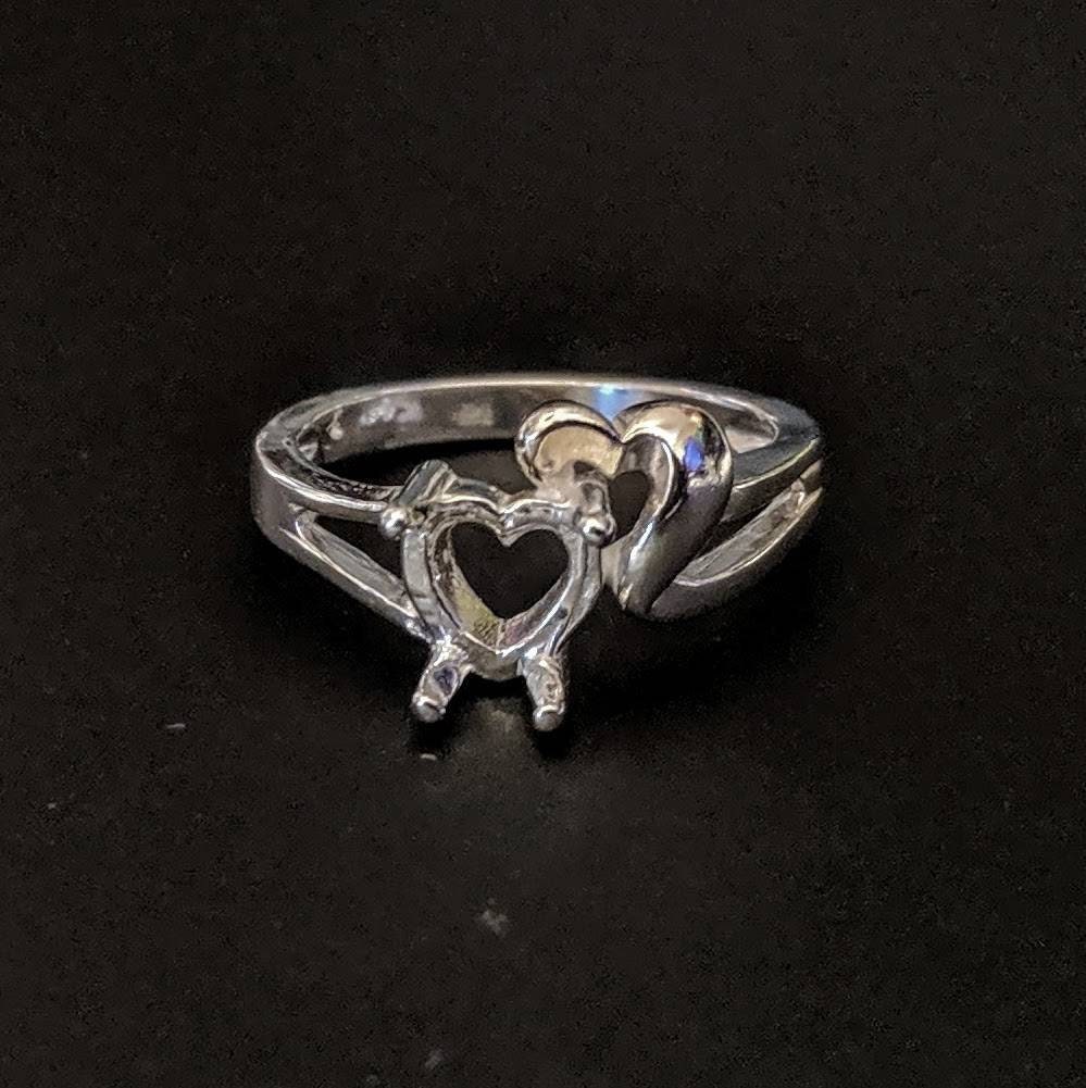 8mm Solid Sterling Silver or 14kt Gold Fancy Double Heart Pre-Notched Blank Ring Size 7 - Perfect for Engagement, Wedding Bands & Jewelry Making Supplies