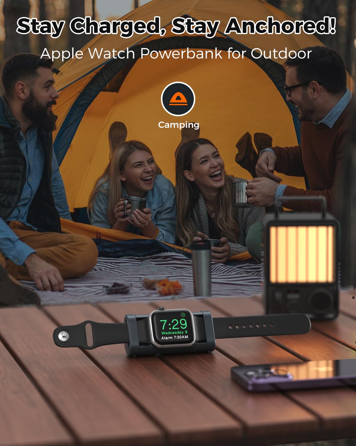 NEWQ Portable Magnetic Wireless Charger for Apple Watch - 1800mAh Rechargeable Power Bank | Compact Outdoor Charging Solution for iWatch Series (Camping, Hiking, Travel & Daily Use)