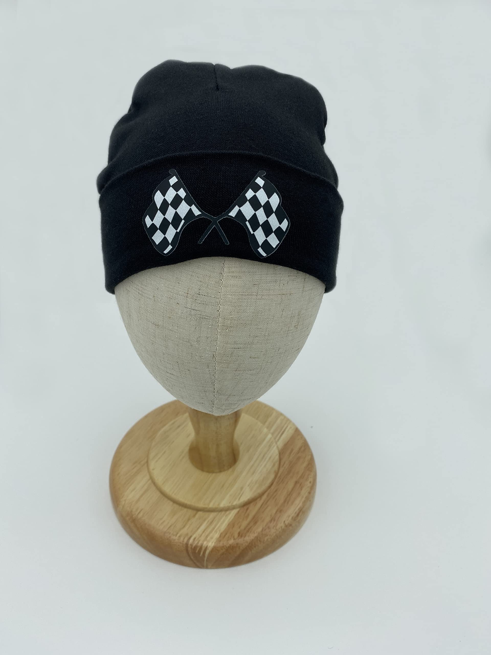 Funny Checkered Flag Beanies for Newborn Boys & Girls - Warm Infant Race Caps for Winter & Outdoor Play