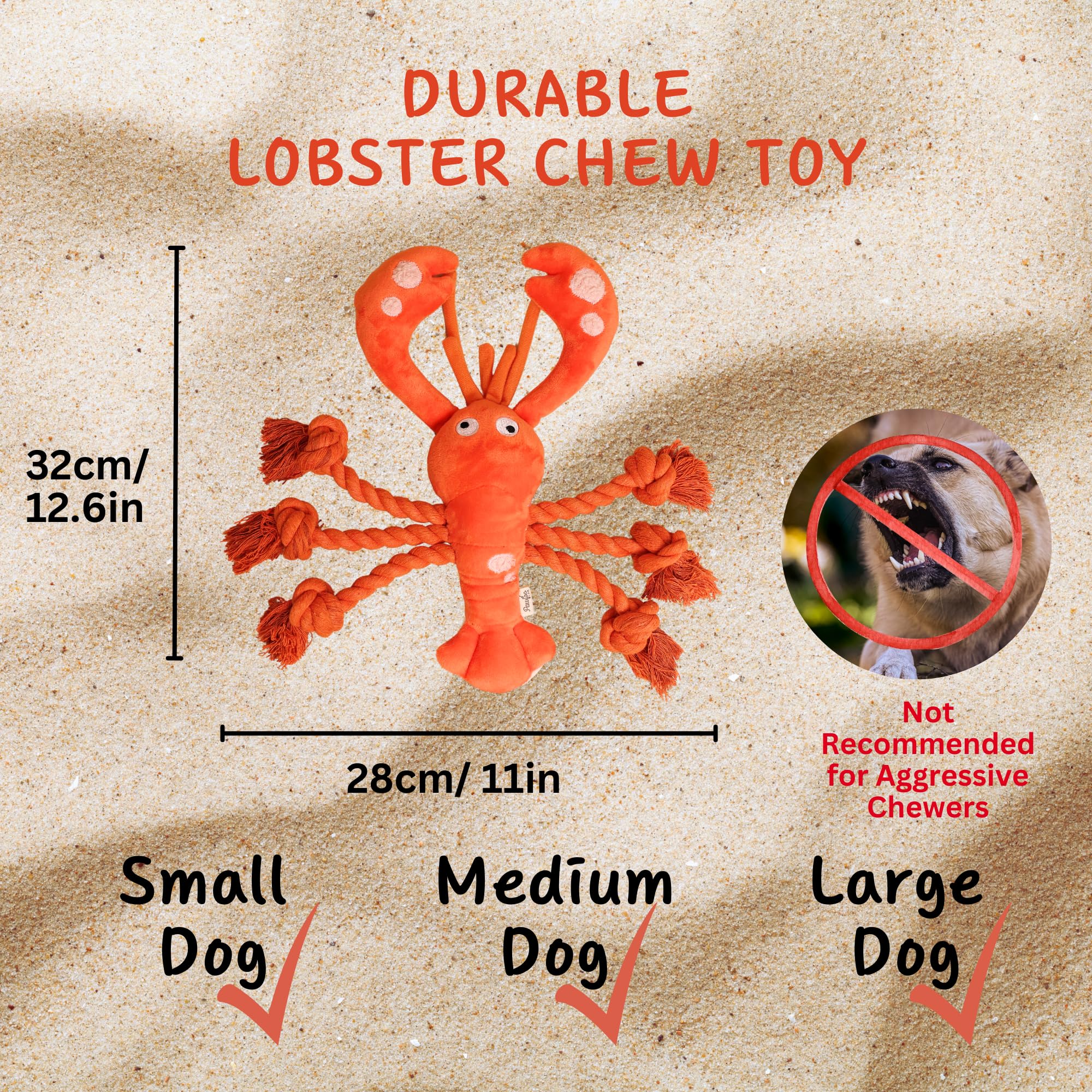 Squeaky Lobster Dog Toy - Large Plush Tug of War Chew Toy for Puppies, Small, Medium & Large Dogs - Interactive Play for Indoor & Outdoor Fun