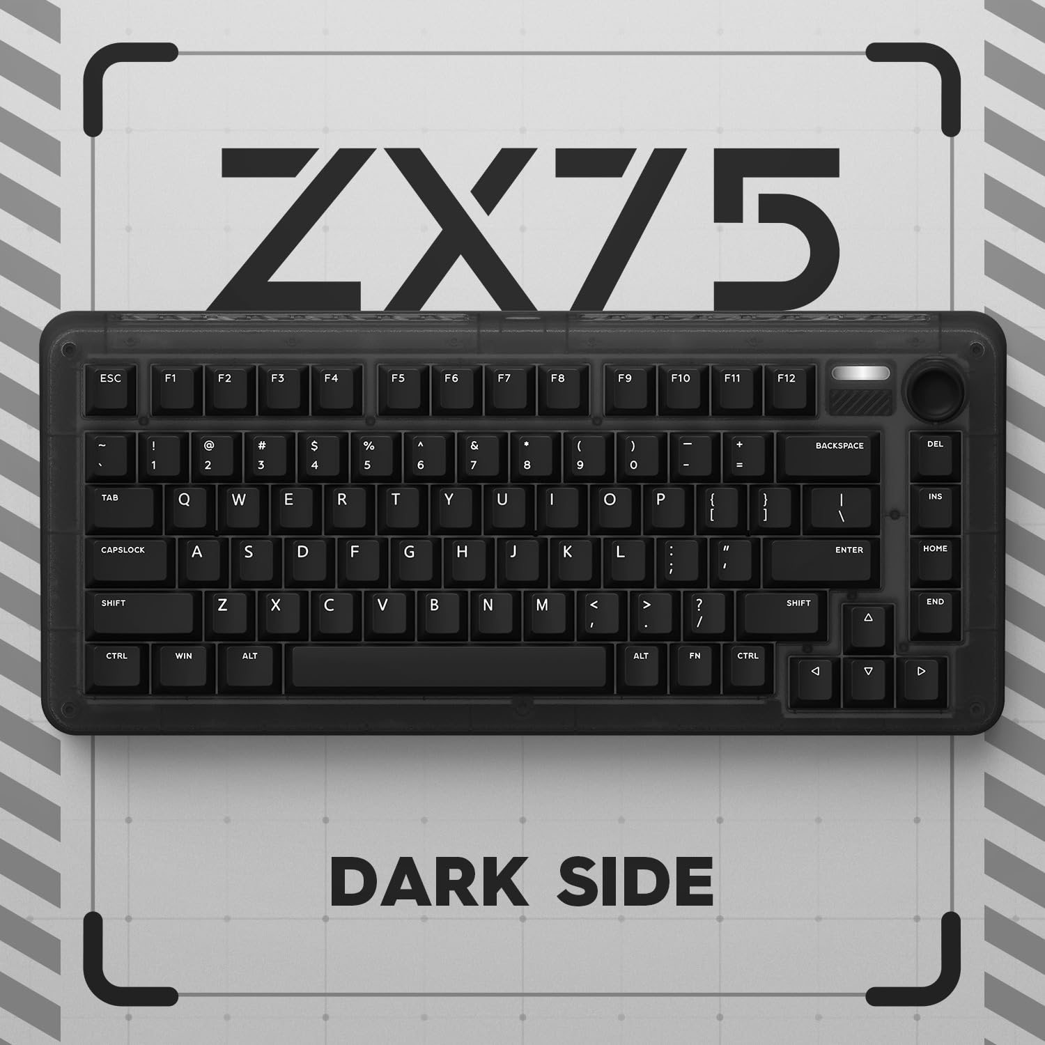 iQunix ZX75 Dark Side 75% RGB Mechanical Keyboard with Volume Knob - 81 Keys Hot-Swappable TTC Gold Pink Switches, Wireless Bluetooth 5.1, 2.4GHz & Wired Connectivity for Windows/Mac - Perfect for Gaming, Coding & Office Work