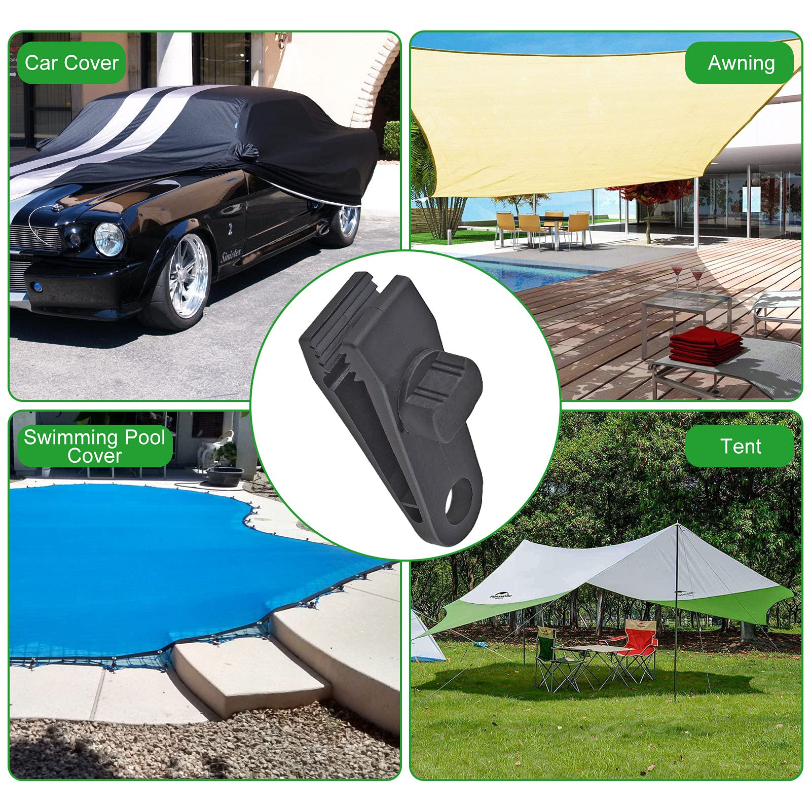 24 Pcs Heavy Duty Tarp Clips - Secure Outdoor Camping & Pool Covers
