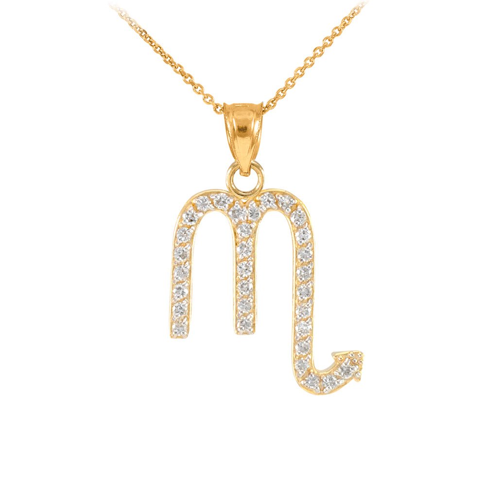 14K Yellow Gold Diamond Scorpio Zodiac Pendant Necklace for Women - Elegant High Polish Scorpio Sign Jewelry Gift for Birthday, Anniversary & Special Occasions