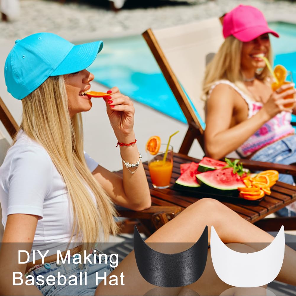BENECREAT 20pcs 6.1x4.9inch Baseball Cap Visor Insert - White & Black Plastic Hat Brim Shaper for DIY Craft, Sewing Caps, Hat Making, and Custom Hat Design