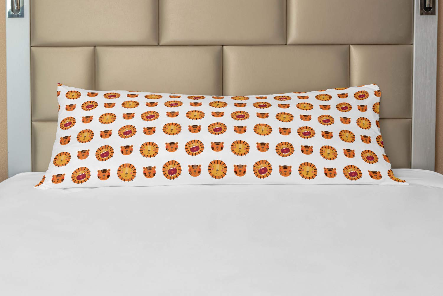 Ambesonne Tiger Print Body Pillow Cover with Zipper - 21