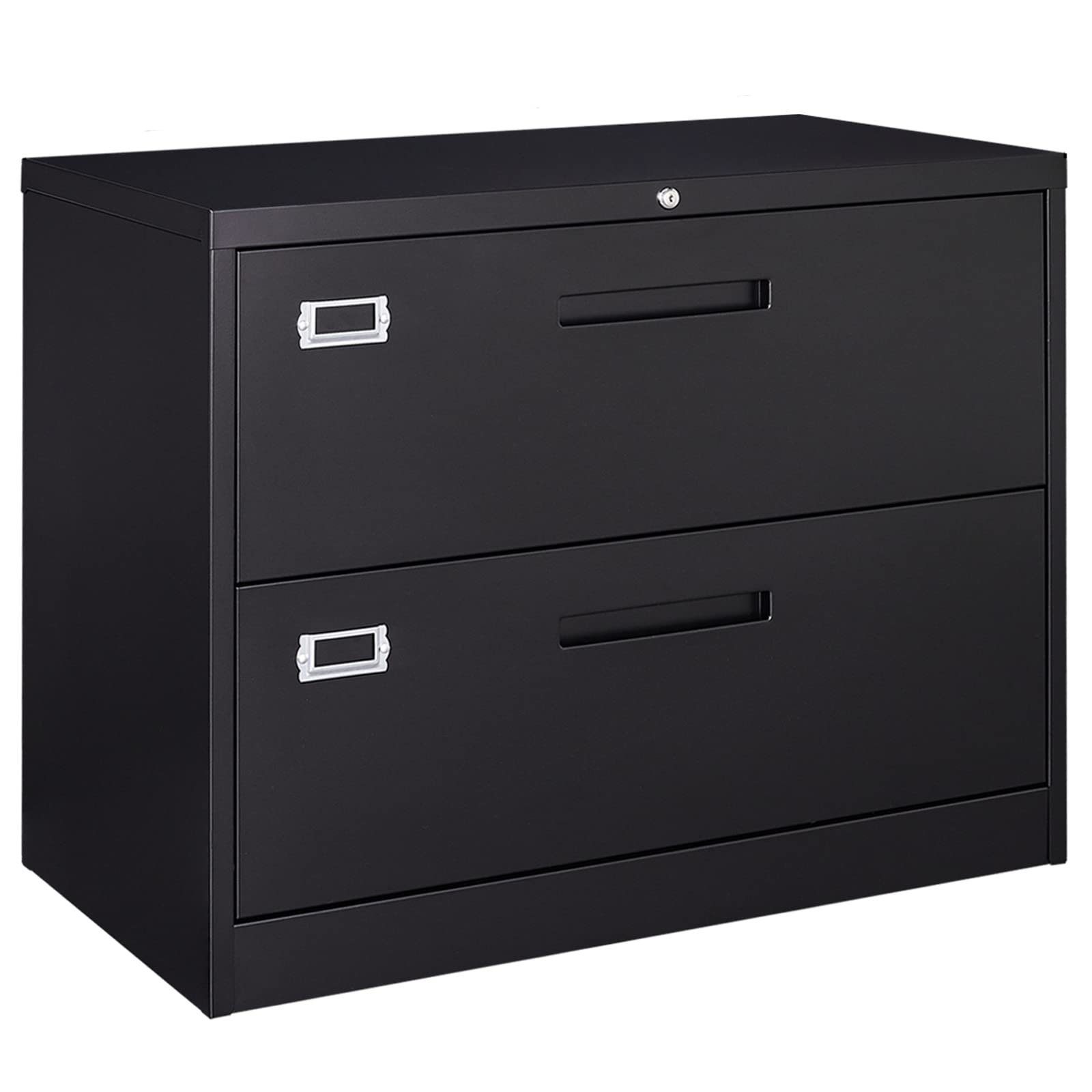 Lovinland 2-Drawer Metal Lateral File Cabinet - Black Office Storage for Hanging Files (Letter/Legal/F4/A4 Size) - Perfect for Home Office, School, or Business Organization