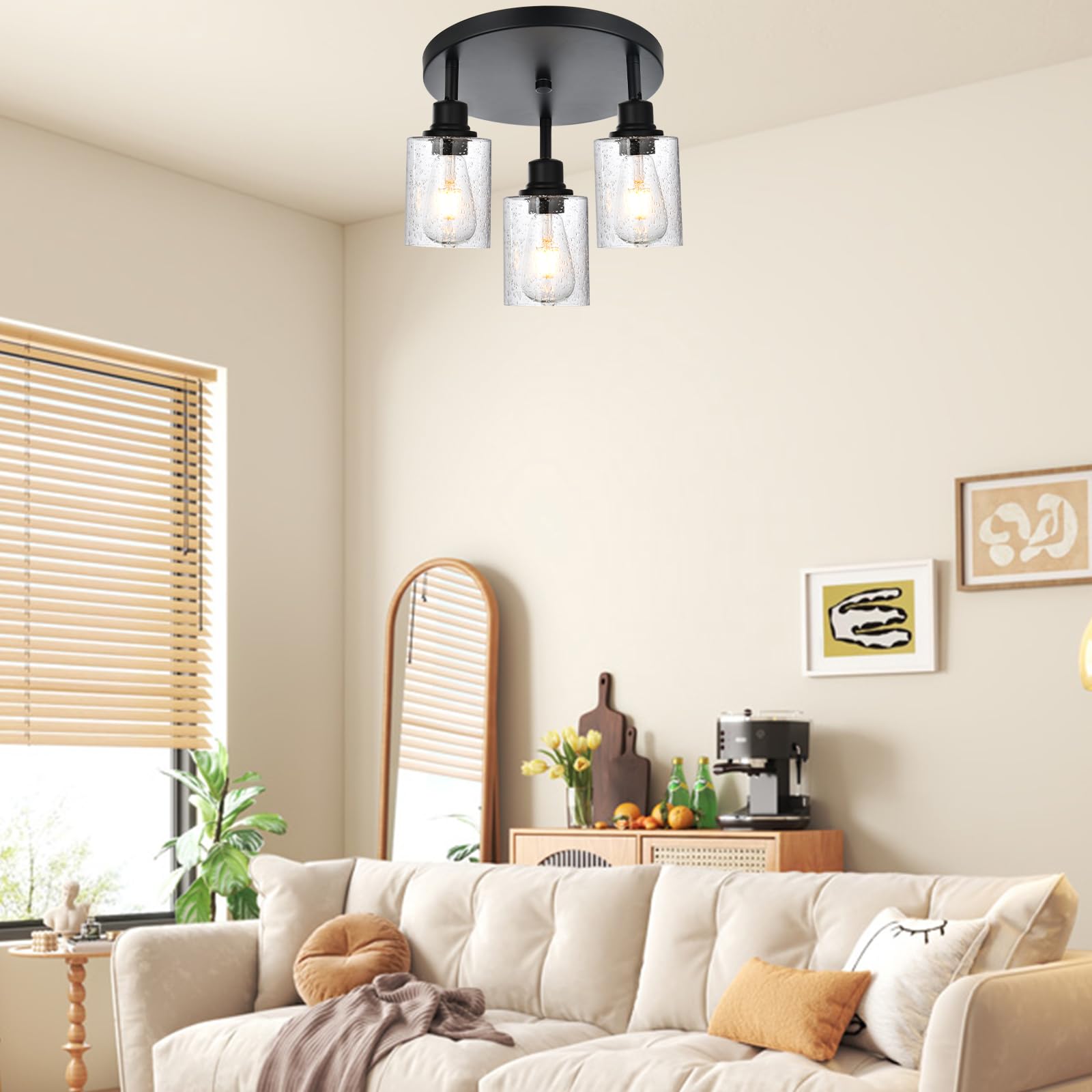 3-Light Modern Black Track Lighting Fixture with Adjustable Rotating Heads - Industrial Ceiling Spotlight for Kitchen, Dining Room, Hallway, Closet & Dorm Room Lighting
