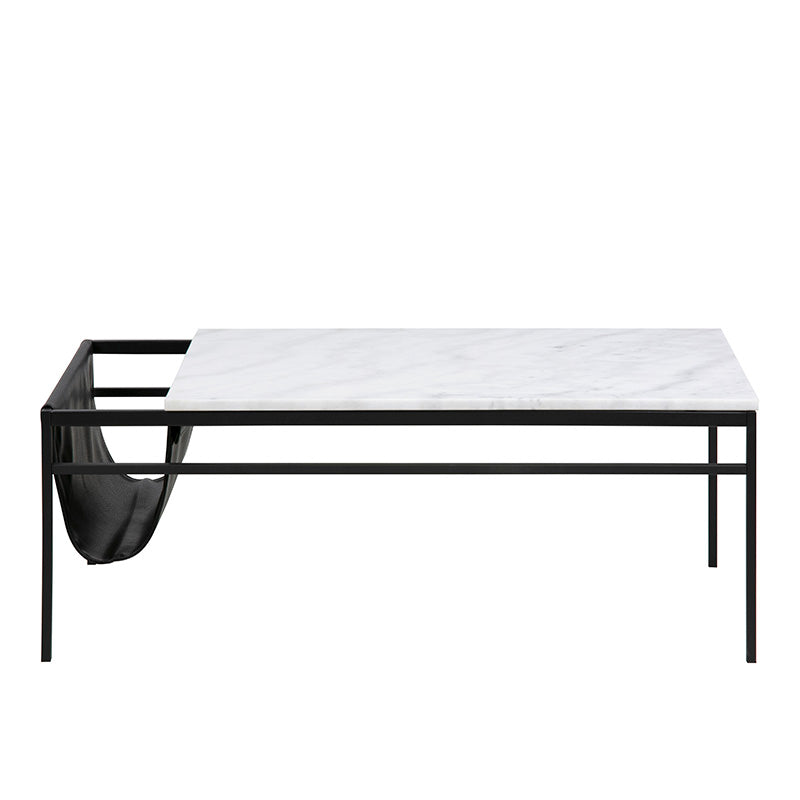 DARIEN 45-Inch White & Black Marble Coffee Table - Modern Living Room Centerpiece for Home Decor & Entertaining