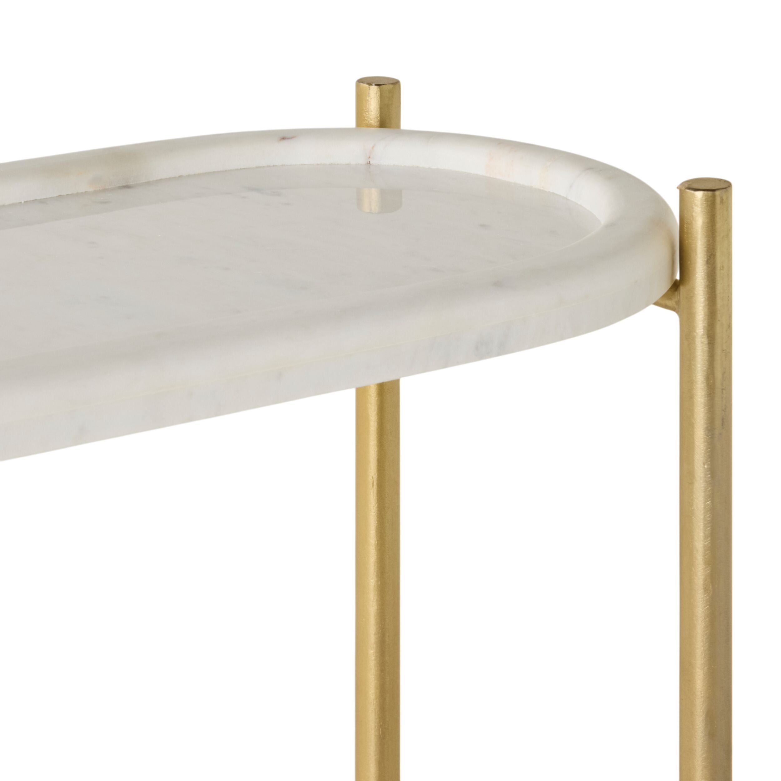 Blanc Ovale 2-Tier Console Table - Modern Oval Entryway Table with Storage Shelf - Perfect for Hallway, Living Room & Small Space Decor