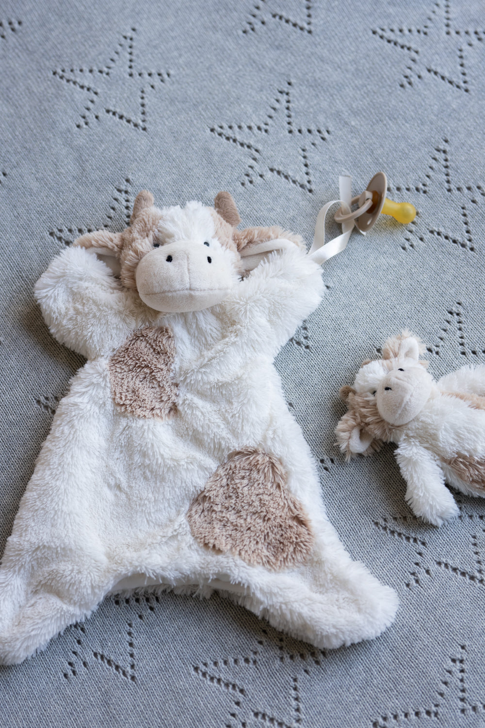 Forever Friend Cow Plush Toy Set - Soft Beige Stuffed Animal for Kids, Perfect for Nursery Decor, Birthday Gifts & Cuddling