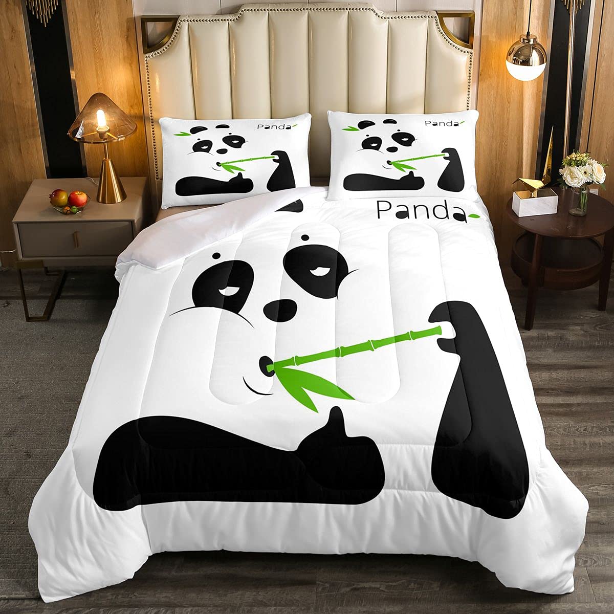 Feelyou Panda Comforter Bedding Set - Cute Animal Print Queen Size Duvet Cover for Kids, Teens & Adults | Soft Black & White Cartoon Bedding | Perfect for Cozy Bedrooms, Dorm Rooms & Gift Giving