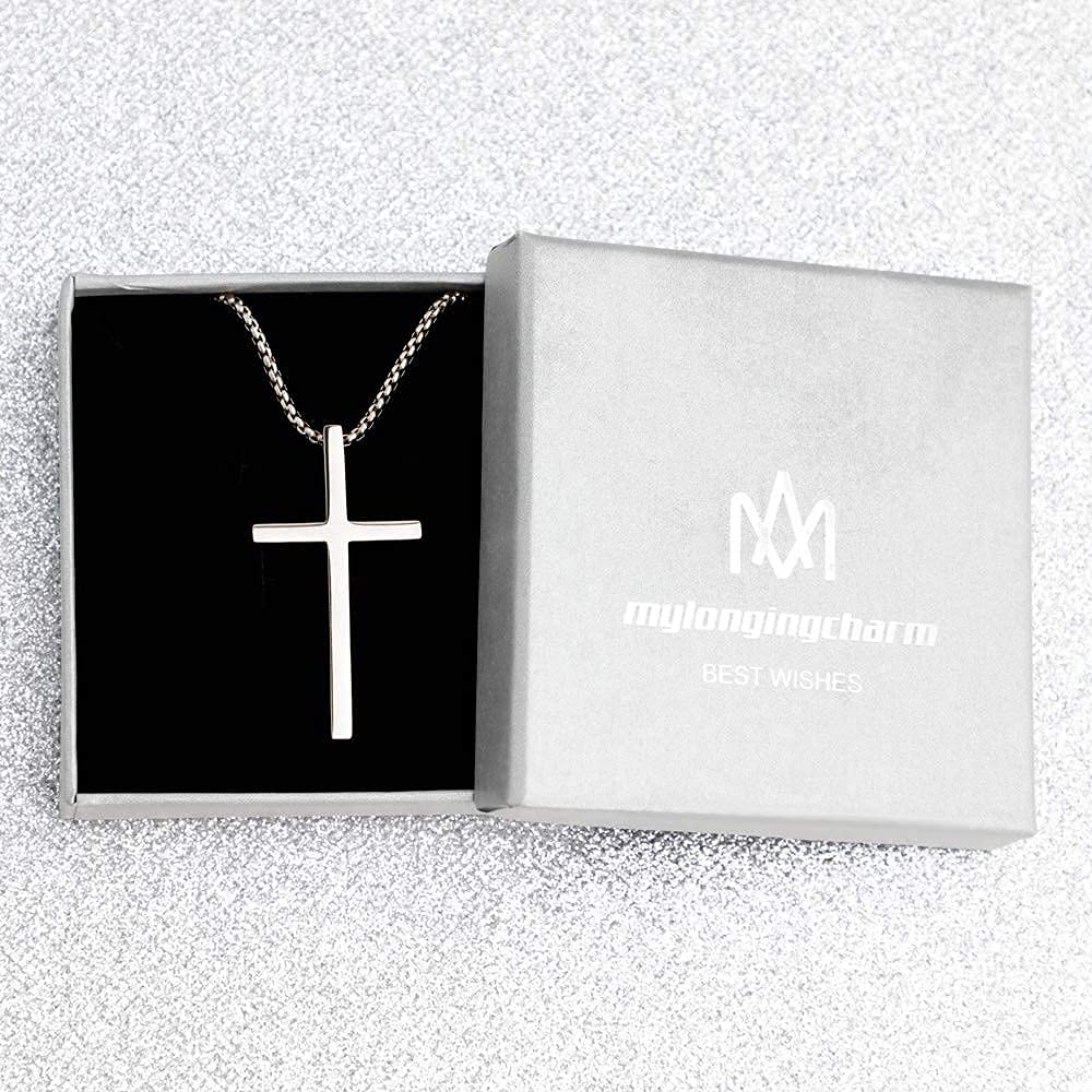 Apeso Men's Stainless Steel Cross Pendant Necklace - 20-22 Inch Chain in Gold, Silver & Black | Religious Jewelry Gift for Him, Everyday Wear & Special Occasions