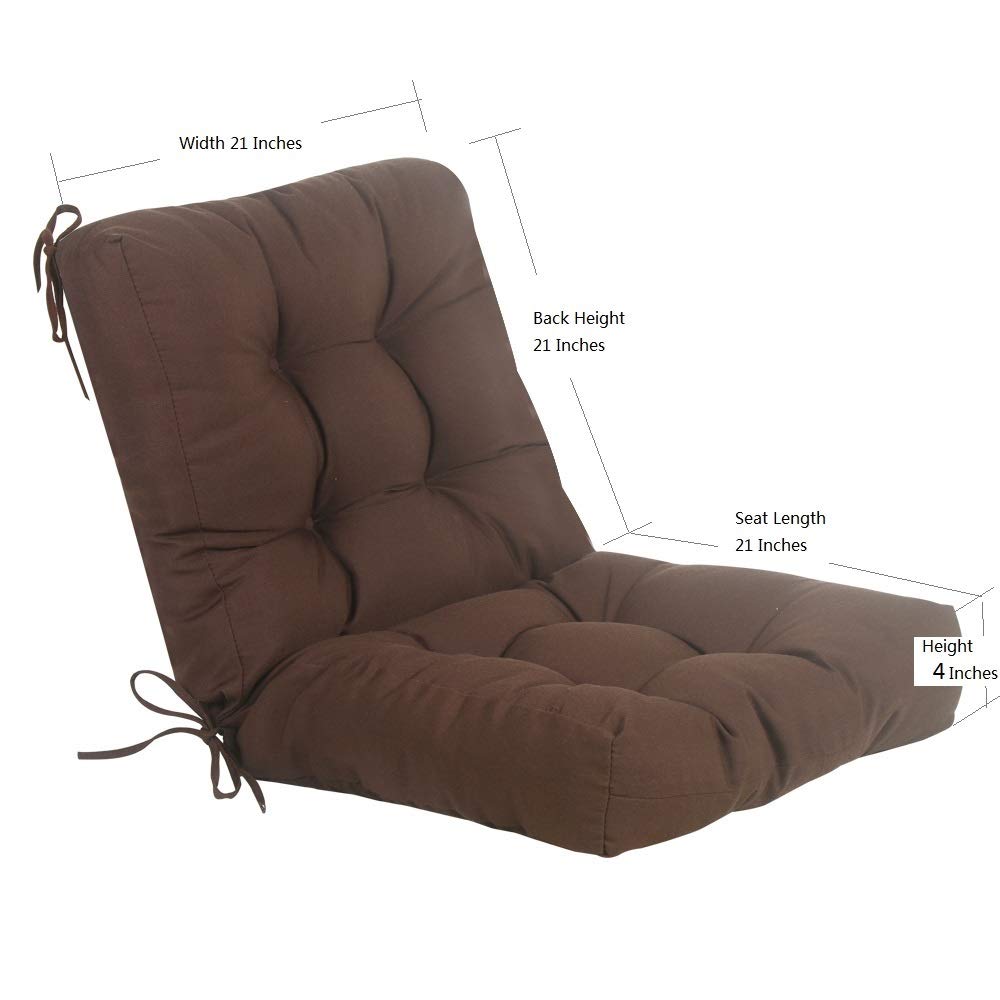 QILLOWAY Outdoor Chair Cushions Set of 2 - Tufted Back and Seat Pillows for Patio Furniture, Spring Summer Replacement Cushions in Coffee Brown (Perfect for Deck, Garden, Poolside & Outdoor Lounging)