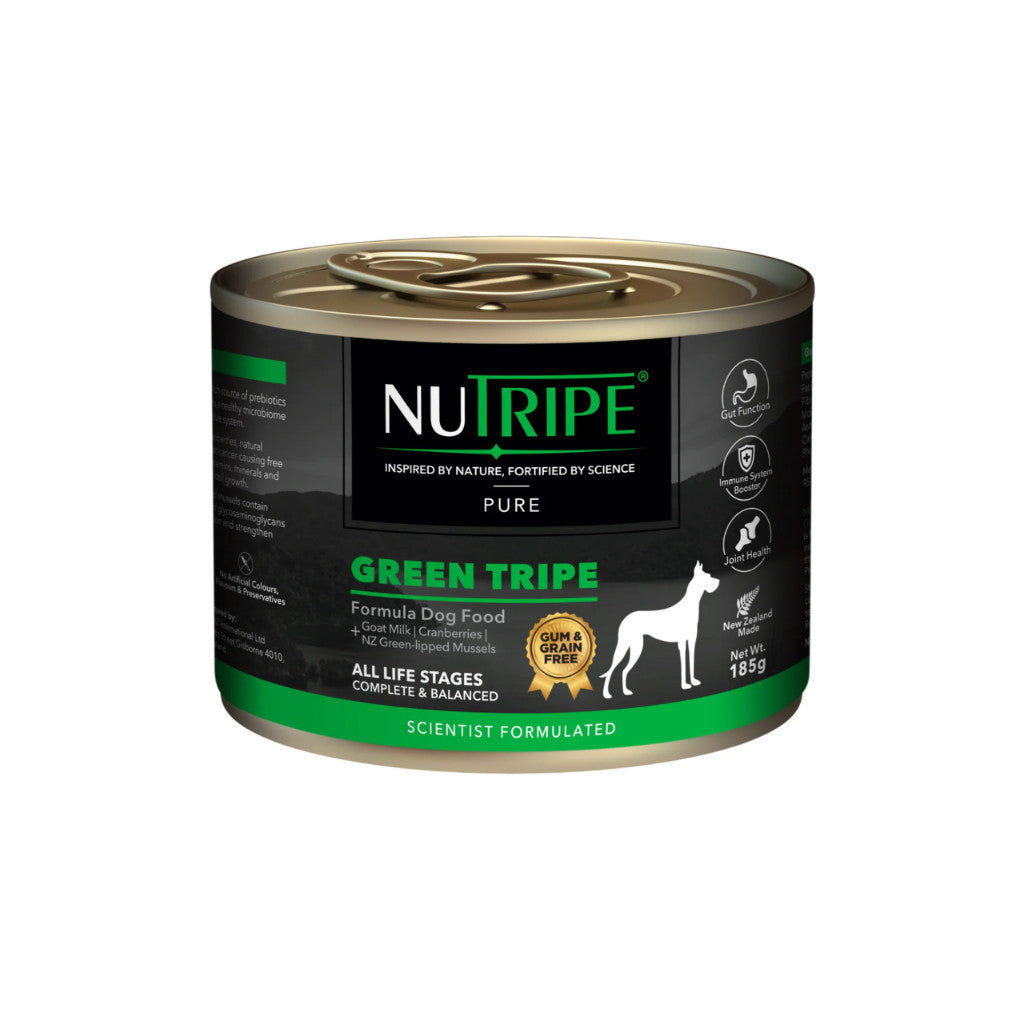 Nutripe Pure Grain-Free Wet Dog Food - 185g Unagi, Green Tripe, Salmon, Chicken, Lamb & Beef Recipe | High Protein, Gum-Free Nutritious Meal for Adult Dogs | Perfect for Sensitive Stomachs & Picky Eaters
