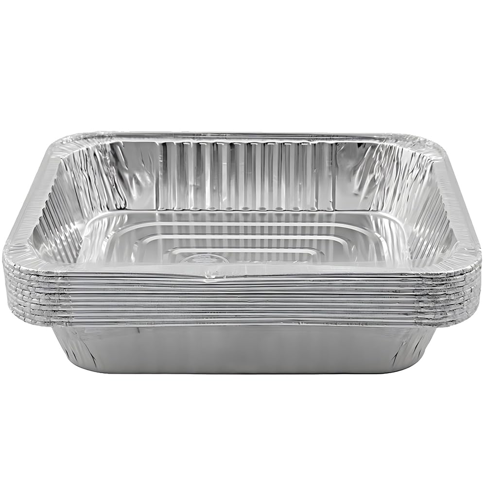 Jetfoil Aluminum Foil Steam Table Pans - 10 Pack Half Size Deep 9x13 Inch Disposable Pans for Catering, Baking & Food Storage | Perfect for Restaurants, Parties & Meal Prep